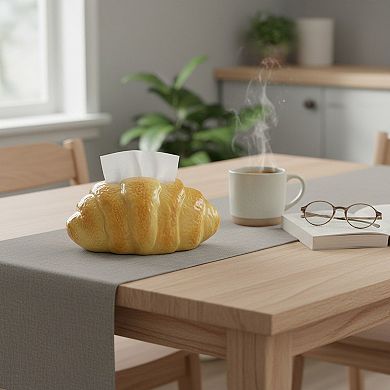 Croissant Decorative Tissue Box Cover with Textured Pastry Design