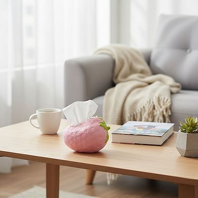 Strawberry-Shaped Decorative Tissue Holder with Textured Surface
