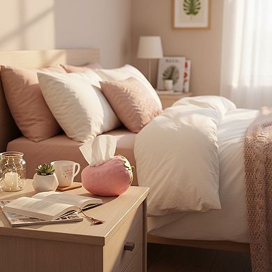 Strawberry-Shaped Decorative Tissue Holder with Textured Surface