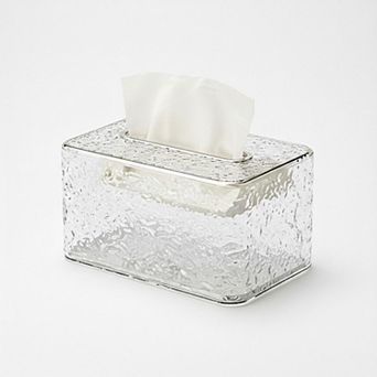 Textured Clear Acrylic Tissue Box Cover with Modern Rectangular Design