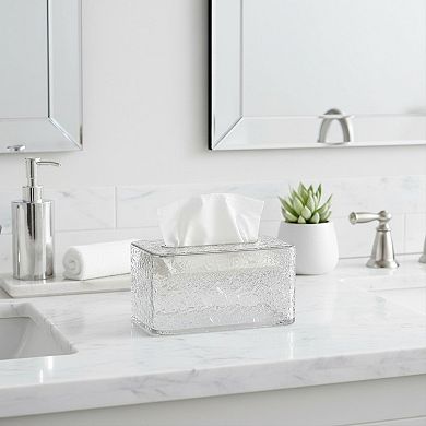 Textured Clear Acrylic Tissue Box Cover with Modern Rectangular Design