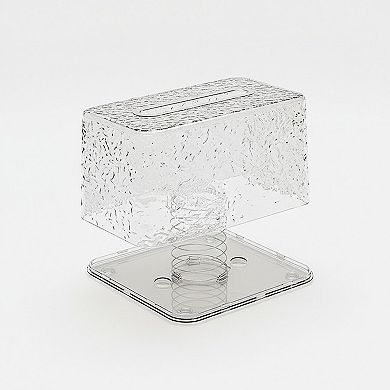 Textured Clear Acrylic Tissue Box Cover with Modern Rectangular Design