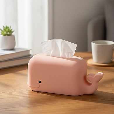 Whale Shape Tissue Box Cover Soft Decorative Tabletop Tissue Holder