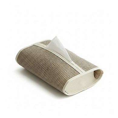 Textured Fabric Tissue Box Cover with Clean Trim Detail