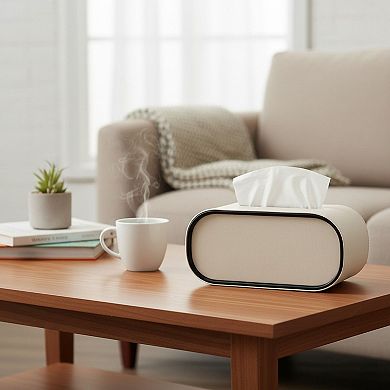 Rounded Minimalist Tissue Box Cover with Smooth Contoured Design