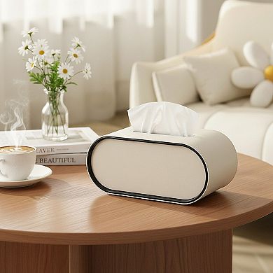 Rounded Minimalist Tissue Box Cover with Smooth Contoured Design