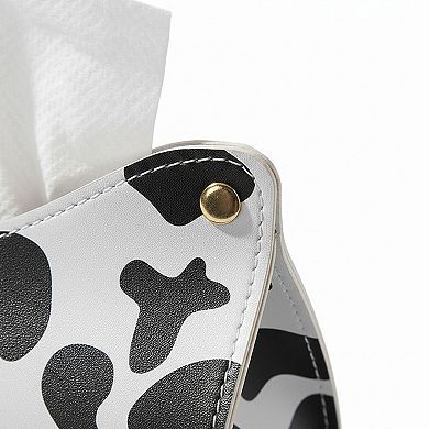 3-piece Cow Print Tissue Box Cover Decorative Soft Holder for Tabletop Use