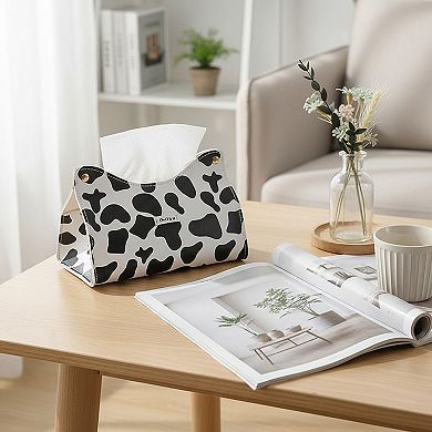 3-piece Cow Print Tissue Box Cover Decorative Soft Holder for Tabletop Use