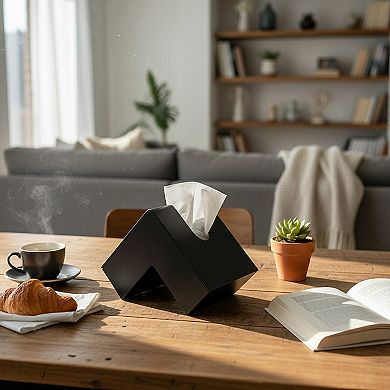 Geometric Chevron Shaped Tissue Box Cover Modern Decorative Holder