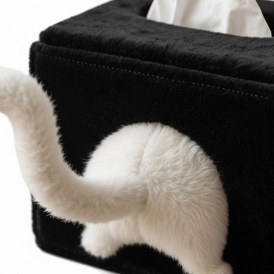 Cat Tail Shaped Tissue Box Cover Soft Plush Decorative Holder