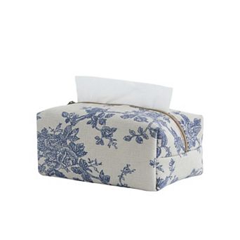 Floral Fabric Tissue Holder with Zippered Soft Cover
