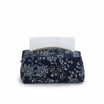 Floral Fabric Tissue Holder with Zippered Soft Cover