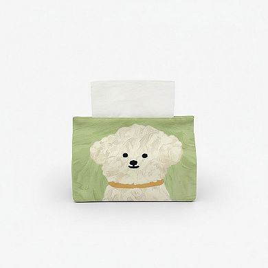 3-piece Illustrated Dog Fabric Tissue Holder Decorative Soft Cover