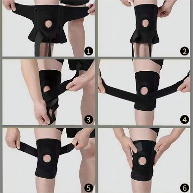 1 Pc Sports Knee Support Brace with Side Stabilizer Springs and Gel Patella Ring Compression Wrap