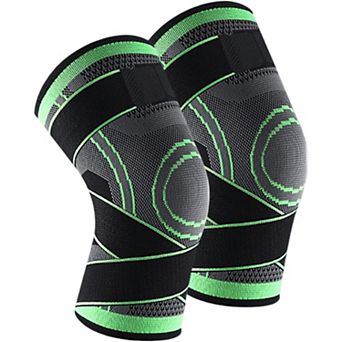 Running Knee Compression Sleeves 2 pc with Adjustable Strap Support and Breathable Athletic Fit
