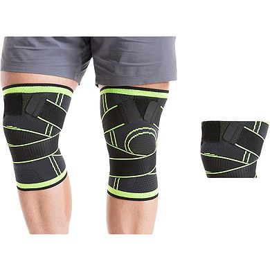 Running Knee Compression Sleeves 2 Pc with Adjustable Strap Support and Breathable Athletic Fit