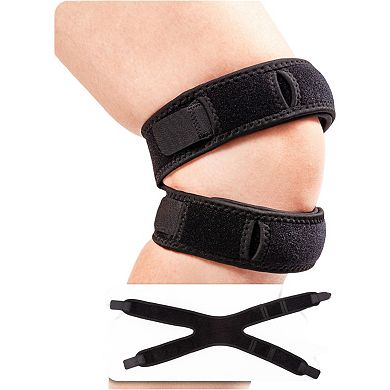 Adjustable Patella Knee Strap 1 Pc with Dual Band Compression Support for Running and Workouts