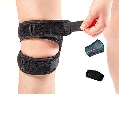 Adjustable Patella Knee Strap 1 Pc with Dual Band Compression Support for Running and Workouts