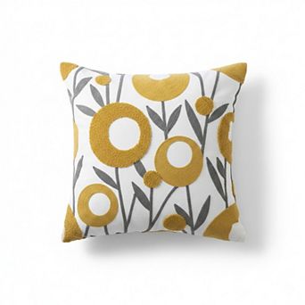 Decorative Embroidered Botanical Throw Pillow Cover Textured Fabric Square Cushion Cover Single Pack