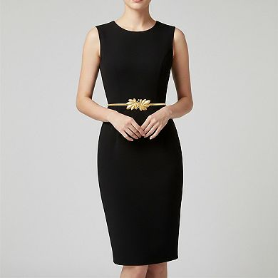 Women's Slim Metal Leaf Accent Waist Belt Decorative Fashion Belt