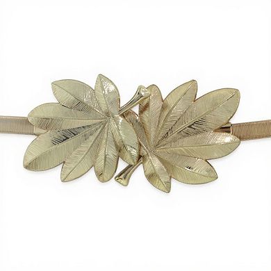 Women's Slim Metal Leaf Accent Waist Belt Decorative Fashion Belt