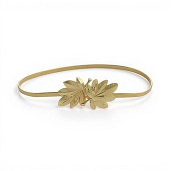 Women's Slim Metal Leaf Accent Waist Belt Decorative Fashion Belt