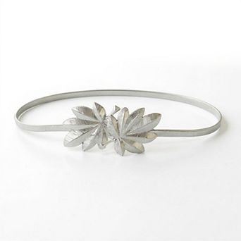 Women's Slim Metal Leaf Accent Waist Belt Decorative Fashion Belt