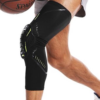 Basketball Knee Pad Leg Sleeve 1 pc with Hard Shell Impact Guard and Compression Support