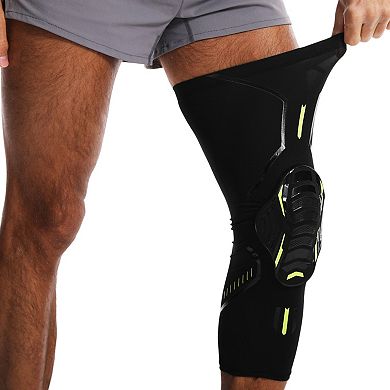 Basketball Knee Pad Leg Sleeve 1 Pc with Hard Shell Impact Guard and Compression Support