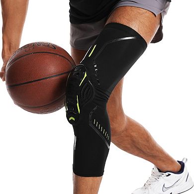 Basketball Knee Pad Leg Sleeve 1 Pc with Hard Shell Impact Guard and Compression Support