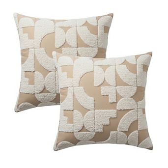 Geometric Tufted Decorative Throw Pillow Covers 2 Pack with Abstract Pattern Square Cushion Covers