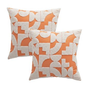 Geometric Tufted Decorative Throw Pillow Covers 2 Pack with Abstract Pattern Square Cushion Covers