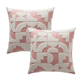 Geometric Tufted Decorative Throw Pillow Covers 2 Pack with Abstract Pattern Square Cushion Covers