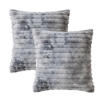 Plush Tie-Dye Decorative Throw Pillow Covers 2 Pack with Ribbed Texture Square Cushion Covers