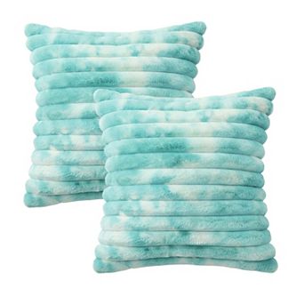 Plush Tie-Dye Decorative Throw Pillow Covers 2 Pack with Ribbed Texture Square Cushion Covers