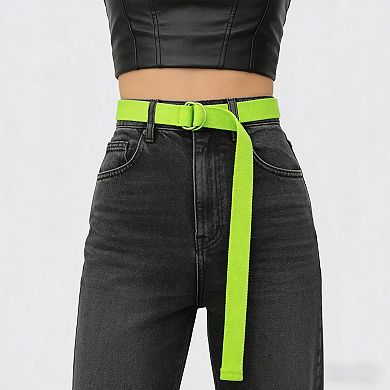 Women's Thin Canvas Belt - Minimalist Loop Buckle Waist Belt for Dresses, Jeans & Casual Styling