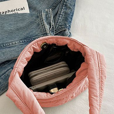Women's Quilted Mini Handbag - Compact Puffy Top-Handle Bag for Casual Daily & Stylish Outings