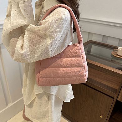 Women's Quilted Mini Handbag - Compact Puffy Top-Handle Bag for Casual Daily & Stylish Outings