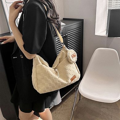 Women's Woven Canvas Crossbody Bag - Adjustable Strap 3-in-1 (Shoulder/Handheld) Bag