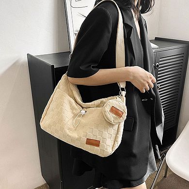 Women's Woven Canvas Crossbody Bag - Adjustable Strap 3-in-1 (Shoulder/Handheld) Bag