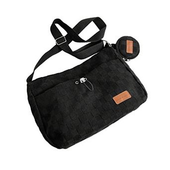 Women's Woven Canvas Crossbody Bag - Adjustable Strap 3-in-1 (Shoulder/Handheld) Bag