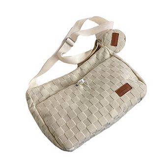 Women's Woven Canvas Crossbody Bag - Adjustable Strap 3-in-1 (Shoulder/Handheld) Bag