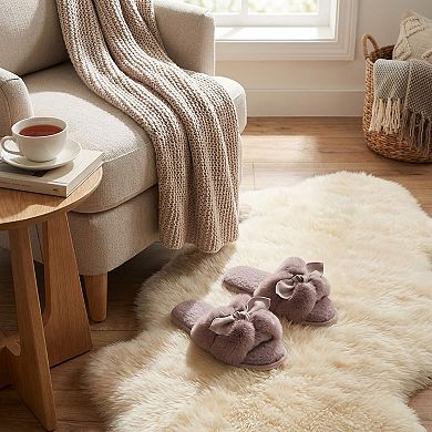 Women's Plush Slide Slippers with 3D Animal Ear Detail