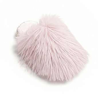 Women's Faux Fur Indoor Slide Slippers with Plush Strap