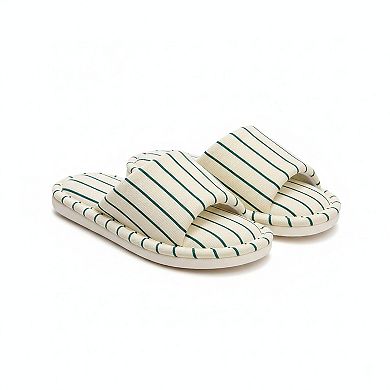 Women's Indoor Slide Slippers with Stripe Pattern
