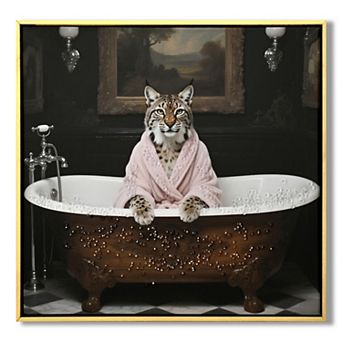 TOEMOA Playful Animal Bathroom Wall Art Print Framed HD Waterproof Canvas Decor for All Home Spaces