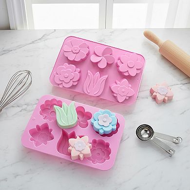 3-Piece Flower Silicone Baking Mold Set Floral Cake Chocolate Candy Soap Mold