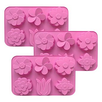 3 pc Flower Silicone Baking Mold Set Floral Cake Chocolate Candy Soap Mold