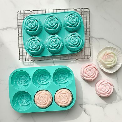 3-Piece Rose Swirl Silicone Baking Mold Set Round Flower Cake Chocolate Candy Soap Mold