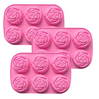 3 pc Rose Swirl Silicone Baking Mold Set Round Flower Cake Chocolate Candy Soap Mold
